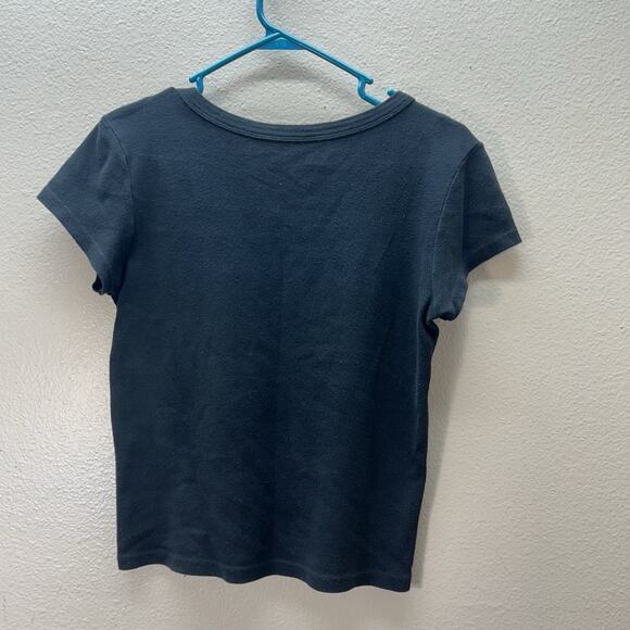 John Galt Brandy Melville Black Baby Tee Shirt Los Angeles Ca Cropped One Size - Picture 4 of 4